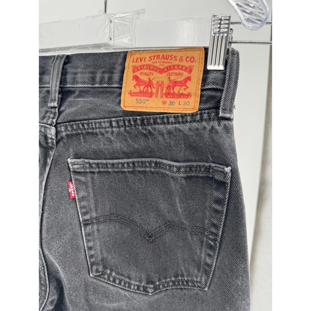 Levis 550 Relaxed Fit Black Jeans Mens W30 L30 Tapered Leg Denim‎
